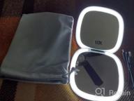 img 1 attached to Mavoro LED Lighted Travel Makeup Mirror, Rechargeable, 1X/10X Magnification - Daylight LED, Pocket Or Purse Mirror, Small Travel Mirror. Folding Portable Mirror, Touch Sensor, USB (Champagne Gold) review by Brent Rosecrans