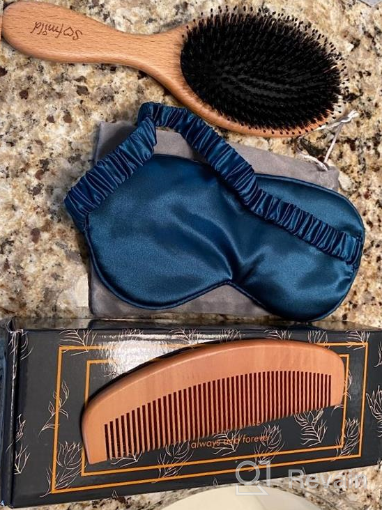 img 1 attached to Boar Bristle Hair Brush For All Hair Types With Wooden Comb & Travel Bag - Perfect Gift For Women, Men, And Kids review by John Sharma