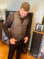 img 1 attached to Upgrade Your Style With VOBOOM Mens Herringbone Fullback Wool Tweed Suit Vest review by Mark Hamblin