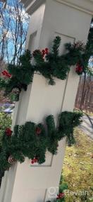 img 5 attached to 10-футовая рождественская гирлянда с красными ягодами, сосновыми шишками и снегом - идеально подходит для наружного декора!