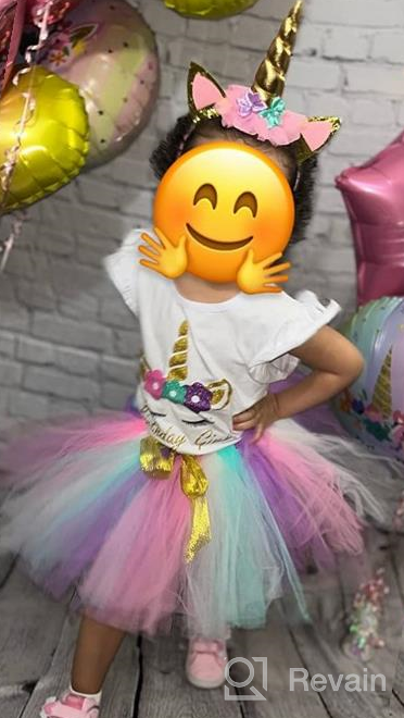 img 1 attached to 🦄 Girls' Unicorn Birthday Dress with Matching Headband - Clothing, Skirts & Skorts review by Vincent Lott