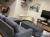 img 1 attached to Modern Reversible Sectional Sofa With Chaise And Ottoman In Bluish Grey Linen Fabric - Perfect For Apartments And Small Spaces From HONBAY review by Dean Pascual