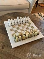 img 1 attached to White & Green Onyx 15" Staunton/Ambassador Chess Set - Handmade Marble Weighted Board Game For Adults review by Barry Taylor