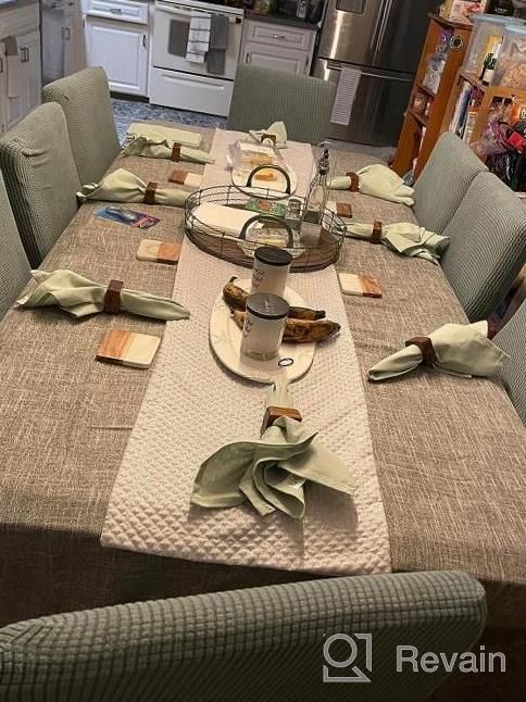 img 1 attached to Add A Touch Of Elegance To Your Table Setting With Maxmill Lux Faux Linen Tablecloth - Wrinkle Resistant, Textured Weaves And Green Color Perfect For Events And Holidays review by Beth Olfactory