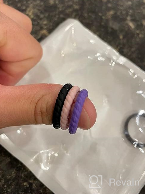 img 1 attached to Egnaro Silicone Wedding Ring For Women,Thin And Stackble Braided Rubber Wedding Bands,No-Toxic,Skin Safe review by Kathleen Ledoux