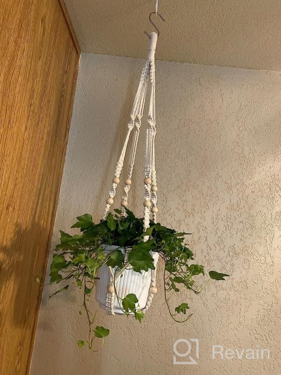 img 1 attached to Pack Of 2 POTEY 620102 Black Macrame Plant Hangers With Beads - 35 Inch 4-Legged Hanging Planter For Indoor/Outdoor Home Decor, No Tassels, With 4 Hooks Included review by Andrew Pickering