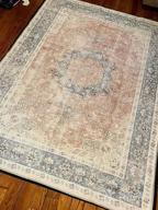 img 1 attached to Premium Recycled Flat Weave Area Rug With Bohemian Design, Stain Resistance, And Eco-Friendliness - Machine Washable, Rust-Colored, 5'X7' review by Derek Pape