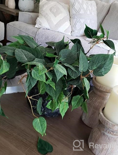 img 1 attached to 3.2FT Artificial Hanging Ivy Vine Plants For Wall Indoor Outdoor Decoration - Scindapsus Leaves Home Room Garden Decor review by Charles Mistretta