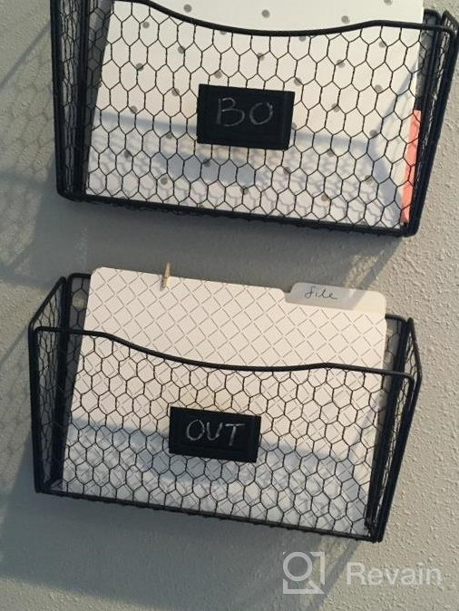 img 1 attached to Wall35 Felic Hanging File Organizer, Folder And Mail Holder For Wall, Metal Chicken Wire Baskets With Tag Slot, Black Set Of 6 review by Claudia Davis