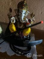 img 1 attached to Marble Powder Lord Ganesh Ganpati Elephant Hindu God Statue: The Blessing, Colored & Enhanced With Gold, Handcrafted In India By Lightahead review by Homer Reed