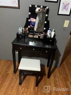 img 1 attached to Get Ready In Style: CHARMAID Lighted Vanity Set With Dimmable Bulbs, Spacious Storage And Cushioned Stool In Coffee review by Anden Turn