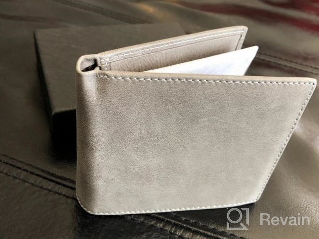 img 1 attached to RFID Blocking Cowhide Leather Bifold Wallet For Men - 2 ID Windows review by Mitch Warner