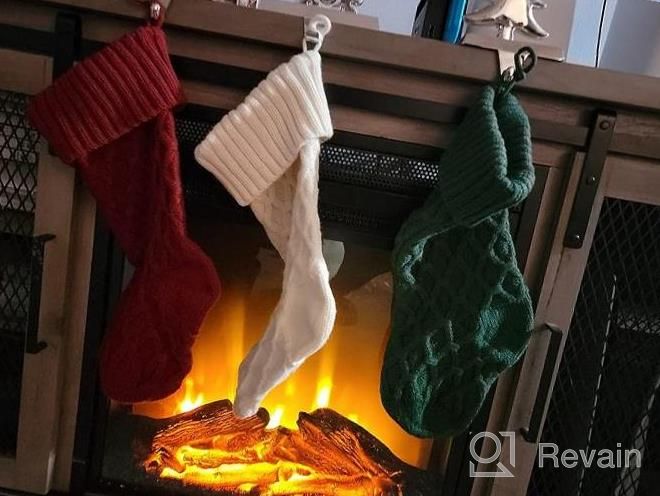 img 1 attached to SherryDC 18 Inches Cable Knit Christmas Stockings Large Xmas Hanging Decoration Socks For Family Party Decor review by Lisa Frank