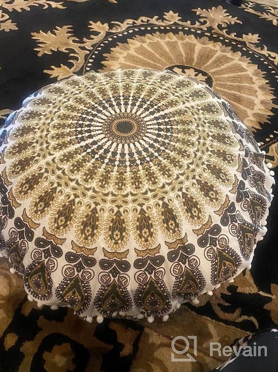 img 1 attached to Shubhlaxmifashion 32" Purple Mandala Floor Pillow Cushion Seating Throw Cover Hippie Decorative Bohemian Ottoman Poufs, Pom Pom Pillow Cases,Boho Indian review by Jessica Ness