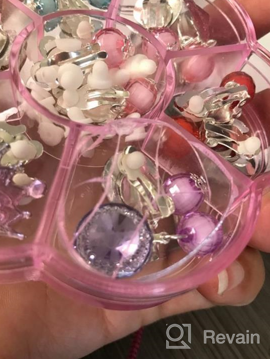 img 1 attached to 🎄 Hicarer 7 Pairs Christmas Crystal Clip on Earrings for Girls - Princess Jewelry Set with 7 Pairs Pink Earring Pads in Stylish Box (Style 3) review by Kendra Parker