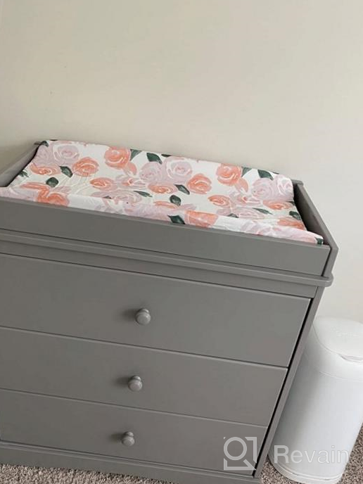 img 1 attached to Peach Floral Boho Ruffle Skirt Baby Minky Blanket Set With Feather Blanket And Blush Watercolor Floral Nursery Crib Skirt - Perfect Baby Girl Crib Bedding (3 Piece Set) review by James Ortega