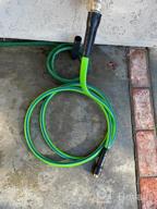 img 1 attached to 5/8" X 10' Garden Hose - Heavy Duty Hybrid, Kink Resistant, All-Weather Flexible With Swivel Grip Handle & 3/4" GHT Brass Fittings (Green + Blue) review by Laura Belisle