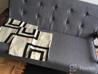 картинка 1 прикреплена к отзыву Mid-Century Modern Faux Leather Loveseat Sofa Couch 2-Seat Wood Armchair Living Room/Outdoor Lounge Chair, 50”W Black - JIASTING от Kevin Tompkins