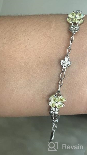 img 1 attached to JIANGXIN 925 Sterling Silver Birthstone Chain Link Bracelet: A Lucky Four Leaf Clover Gemstone Fine Jewelry for Women & Girls - A Perfect Birthday Gift for Good Luck & Prosperity review by Brandon Mercado