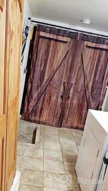 img 1 attached to Add Vintage Charm To Your Bathroom Décor With NYMB Old Barn Door Shower Curtain - Rustic American Style Waterproof Bathroom Accessories With 12 Hooks review by Melissa Mack