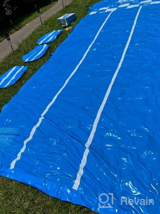 img 1 attached to 20Ft Extra Long Jasonwell Water Slide Slip N Slide With Sprinkler, 3 Bodyboards For Kids & Adults - Perfect Summer Outdoor Splash Toy For Backyard Games And Water Play review by Ronald Wheeler