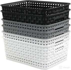 img 4 attached to 📦 Efficient Organization: Eagrye 6-Pack 10.4-Inch x 7.6-Inch x 4.05-Inch Plastic Storage Basket, Woven Basket Bin