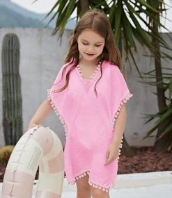 img 2 attached to Накидка для купания для девочек с отделкой помпонами для стильного пляжного наряда от MissShorthair