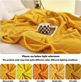 img 1 attached to NEWCOSPLAY Super Soft Throw Blanket Leaves Pattern Silky Flannel Fleece Lightweight All Season Mustard Yellow 50X60 Inches.