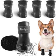 🐾 sinciya waterproof dog rain boots - set of 4 anti-slip shoes with adjustable straps, rubber sole, and lightweight design, ideal for outdoor activities and wear resistance логотип