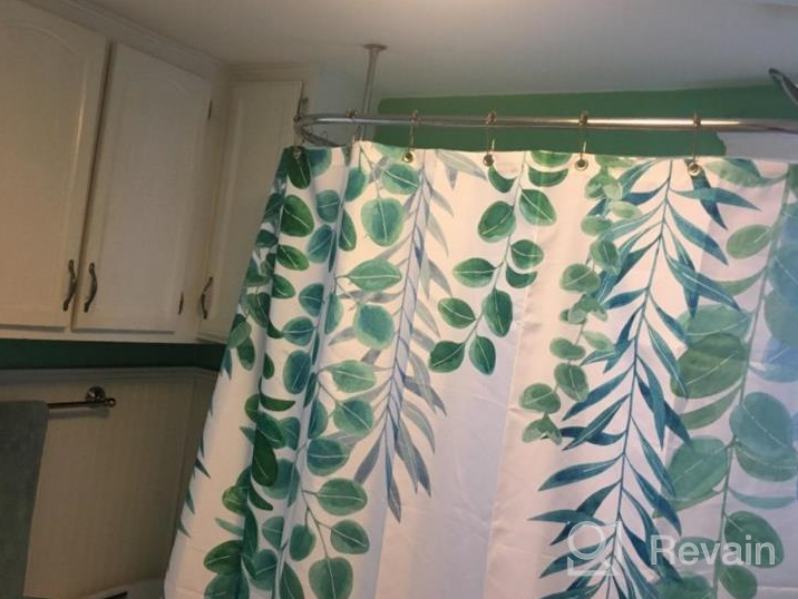 img 1 attached to Transform Your Bathroom With LIVILAN'S Green Leaf Eucalyptus Shower Curtain, Watercolor Sage Leaves Botanical Design, 72X72 Inches With 12 Hooks Included review by Chris Durandis