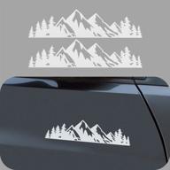 🏔️ ldyfc vinyl mountain decal & tree sticker for car/truck tailgate, laptop, trunk badge - outdoor bumper stickers (white, 8 inch) - 2 pcs logo