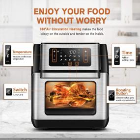 img 2 attached to CROWNFUL 10.6 Quart Digital Air Fryer With Rotisserie And Dehydrator - Get The Perfect Oil-Free Cook Every Time