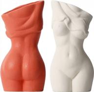 chic and modern nutriups body curve vases - 2 pack, white and pink, ceramic statue sculptures for plants and decor, 8.5 inches logo