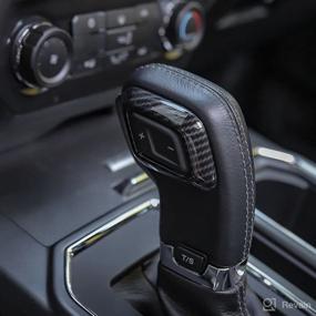 img 1 attached to 🚗 Voodonala Carbon Fiber Grain Gear Shift Head Trim for Ford F150 2015-2017