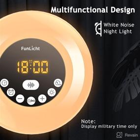 img 3 attached to Funlicht 4-in-1 White Noise Machine with Night Light, Alarm Clock, and Wake-Up Light - 12 Soothing Sounds for Sleep, Baby, Adults - Bedroom, Office, Travel