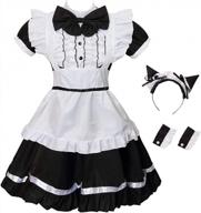 plus size anime maid costume with cat ears, apron, and cosplay dress for halloween - grajtcin women's логотип