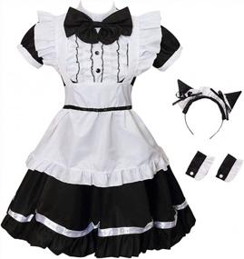 img 4 attached to Plus Size Anime Maid Costume With Cat Ears, Apron, And Cosplay Dress For Halloween - GRAJTCIN Women'S