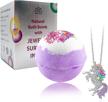 magical unicorn bubble bath bomb with necklace inside: all-natural, extra large bath ball in giftable box for sensitive skin – perfect for easter, birthdays, mother's day, and christmas! logo