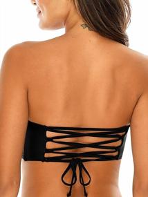 img 4 attached to RELLECIGA Women'S Bathing Suit Adjustable Back Lace-Up Bandeau Bikini Top