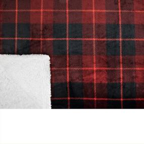img 1 attached to PAVILIA Premium Plaid Sherpa Fleece Throw Blanket Super Soft, Cozy, Plush, Lightweight Microfiber, Reversible Throw For Couch, Sofa, Bed, All Season (50 X 60 Inches Red)