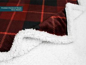 img 2 attached to PAVILIA Premium Plaid Sherpa Fleece Throw Blanket Super Soft, Cozy, Plush, Lightweight Microfiber, Reversible Throw For Couch, Sofa, Bed, All Season (50 X 60 Inches Red)