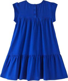 img 3 attached to Youwon Girls A-Line Tiered Swing Dress - Short Sleeve Solid Color Tunic for Ages 2-16