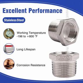 img 1 attached to Reduce Air Hose Size With Horiznext Stainless Steel Hex Bushing, NPT 3/4 To NPT 1/2 Threaded Reducing Bushing Coupling
