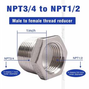 img 3 attached to Reduce Air Hose Size With Horiznext Stainless Steel Hex Bushing, NPT 3/4 To NPT 1/2 Threaded Reducing Bushing Coupling