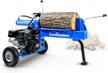 20 ton portable log splitter with bucher gear pump, 7hp engine and horizontal full beam steel wedge for firewood splitting & forestry harvesting - rapid auto return ram system logo