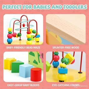 img 2 attached to Wooden Baby Activity Cube for Toddlers 1-3 - Educational Toys for 1 Year Old 🧩 with Busy Bead Maze - Learning Games for 9-10 Month Old Baby - Fun Cube Toy Gift