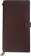 ancicraft refillable leather travel journal notebook for men and women - includes 3 inserts of blank, lined, and grid papers plus a pvc pouch - portable and stylish in dark brown standard design logo