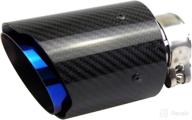 🔵 kipalm glossy blue burnt stainless steel carbon fiber exhaust tip - bolt-on tailpipe muffler tip with inlet id 63mm and outlet od 89mm logo