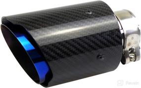 img 4 attached to 🔵 Kipalm Glossy Blue Burnt Stainless Steel Carbon Fiber Exhaust Tip - Bolt-On Tailpipe Muffler Tip with Inlet ID 63mm and Outlet OD 89mm