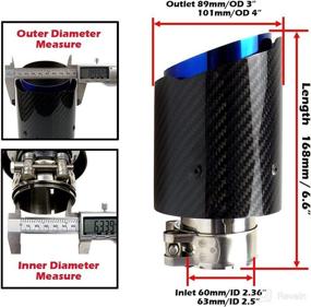 img 1 attached to 🔵 Kipalm Glossy Blue Burnt Stainless Steel Carbon Fiber Exhaust Tip - Bolt-On Tailpipe Muffler Tip with Inlet ID 63mm and Outlet OD 89mm